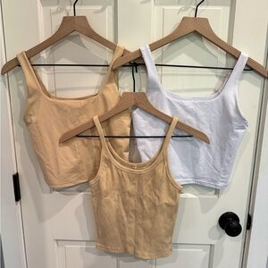 ReoRia Women's Tank Tops - White and Beige